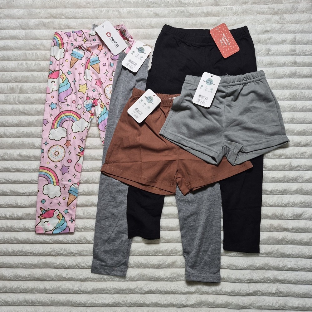 PatPat Kids 5 Piece Leggings and Shorts Bundle Set Size 3Y 3-4Y NWT